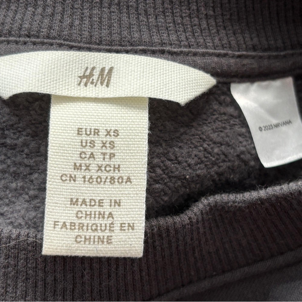 H&M Nirvana In Utero Angel Graphic Crewneck Sweatshirt Gray XS - Picture 6 of 10